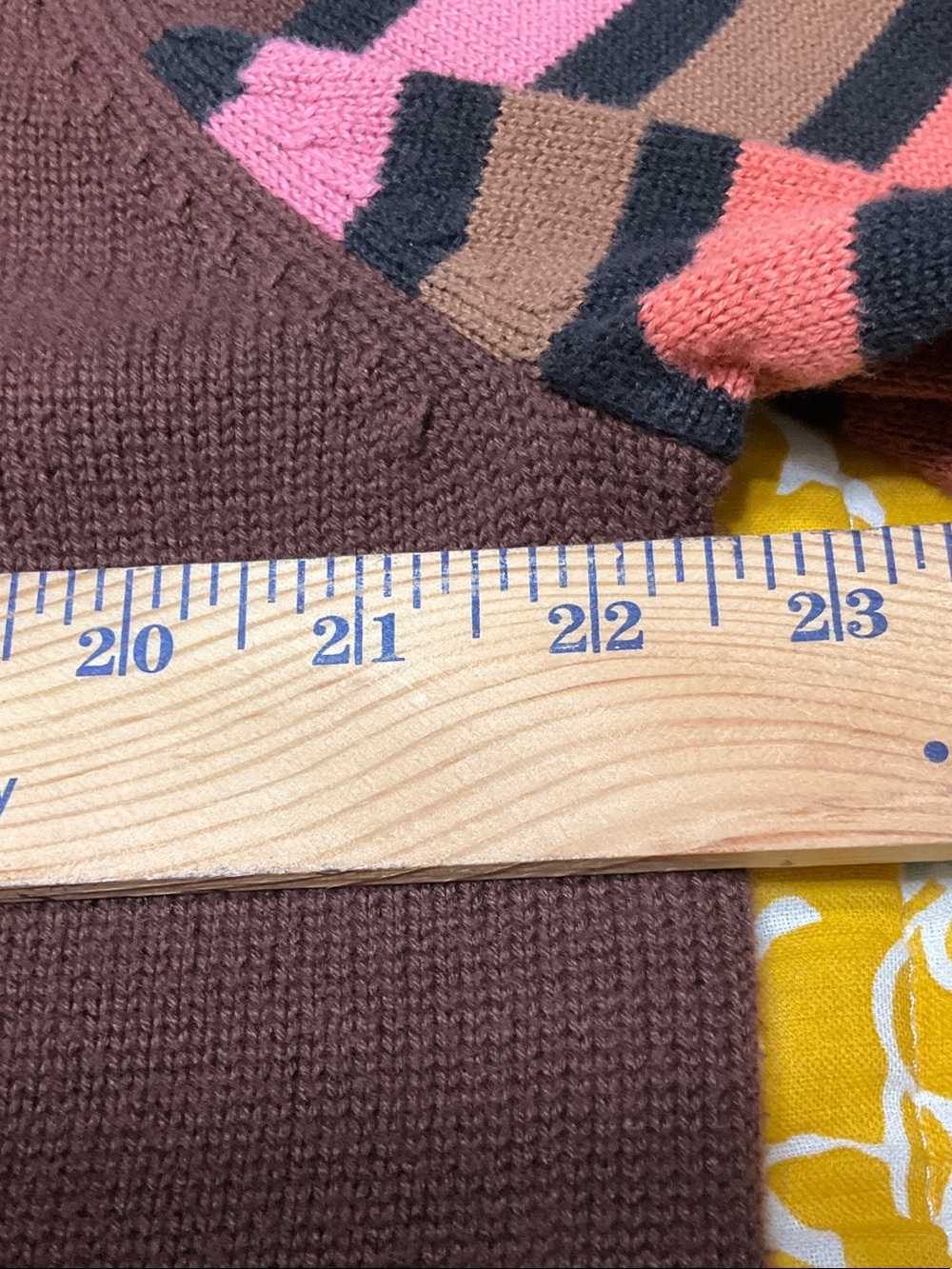 Bob Mackie Brown Cardigan with Multicolor Striped Sleeves - Picture 6 of 11
